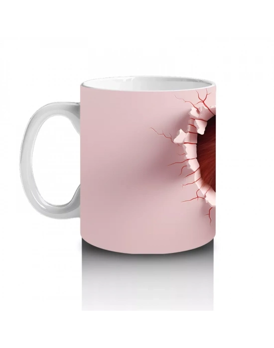 Kırık Duvar Arasından Bizi İzleyen Maymun – Baskılı Kahve Kupası