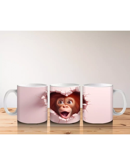 Kırık Duvar Arasından Bizi İzleyen Maymun – Baskılı Kahve Kupası