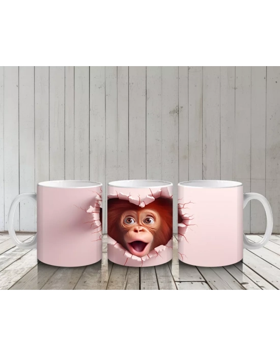 Kırık Duvar Arasından Bizi İzleyen Maymun – Baskılı Kahve Kupası