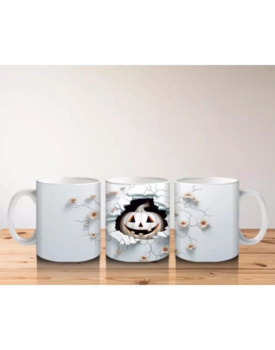 Kırık Duvarın Ardında Gülümseyen Balkabağı – Hediyelik Kahve Kupası