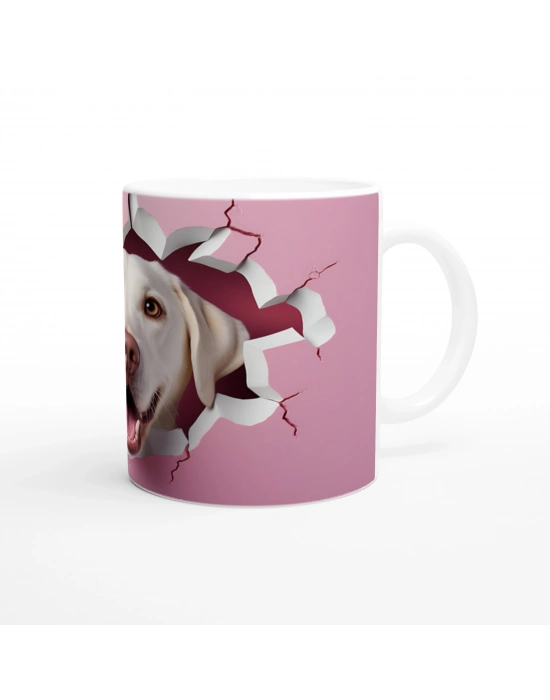 Kırık Duvarın Ardından Bakan Sarı Labrador Temalı Baskılı Kupa Bardak