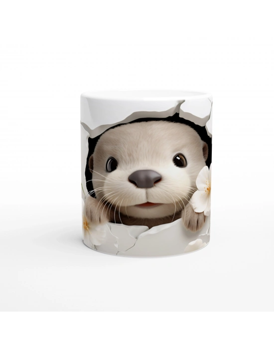 Kırık Duvarın Ardından Bakan Sevimli Su Samuru Baskılı Kupa Bardak