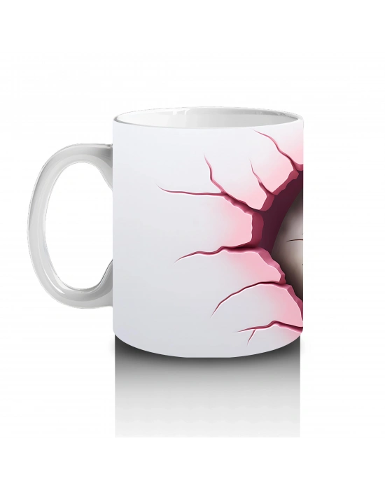 Kırık Zeminden Bakan Sevimli Vampir Dinozor - Baskılı kahve kupası