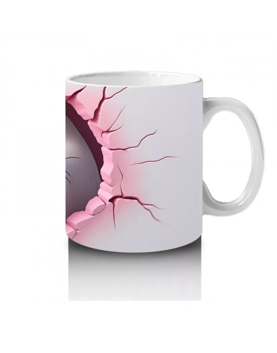 Kırık Zeminden Bakan Sevimli Vampir Dinozor - Baskılı kahve kupası