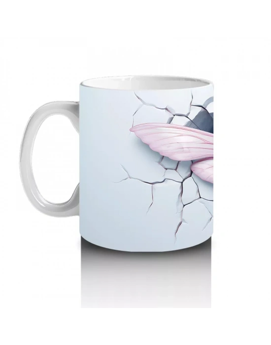 Kırık Zeminden Fırlayan Büyük Pembe Yusufçuk – Baskılı Kahve Kupası