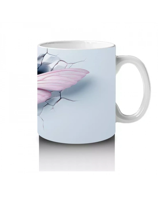 Kırık Zeminden Fırlayan Büyük Pembe Yusufçuk – Baskılı Kahve Kupası