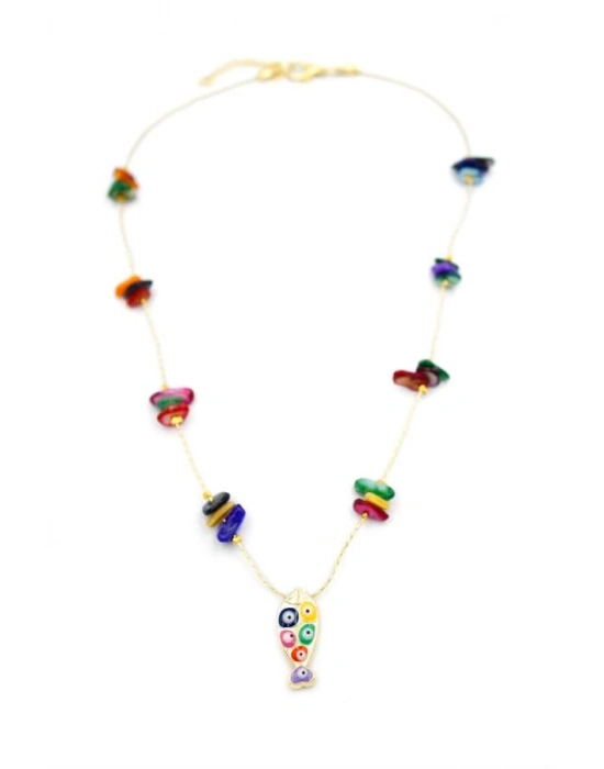 Kırıktaşlı Balık Kolye - ÇOK RENKLİ