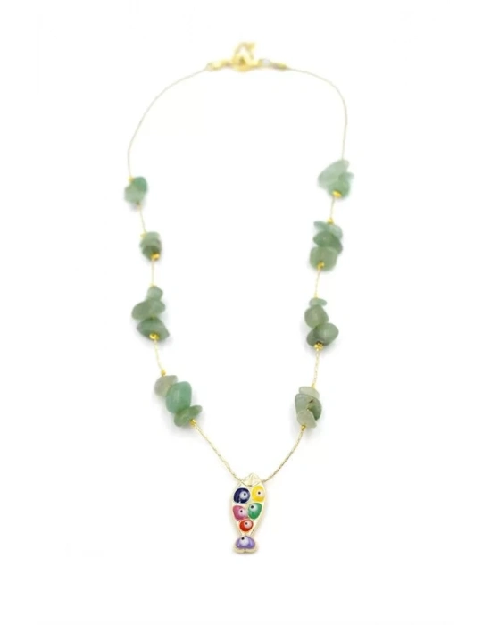 Kırıktaşlı Balık Kolye - Su Yeşili