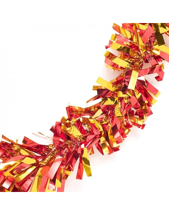 Kırmızı Altın Renk Garland Çift Renk Sim Süs