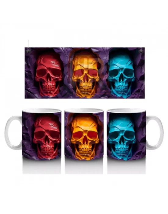 Kırmızı, Altın ve Mavi Kafatası Üçlüsü – Hediyelik Kahve Kupası