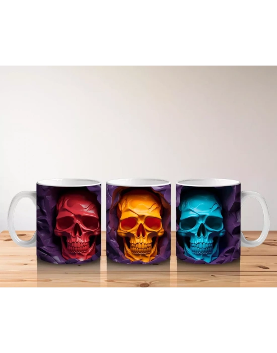 Kırmızı, Altın ve Mavi Kafatası Üçlüsü – Hediyelik Kahve Kupası