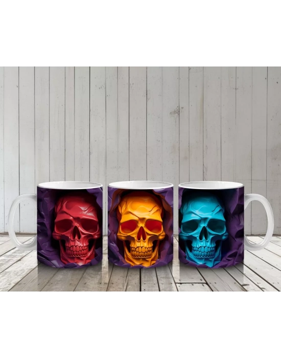 Kırmızı, Altın ve Mavi Kafatası Üçlüsü – Hediyelik Kahve Kupası