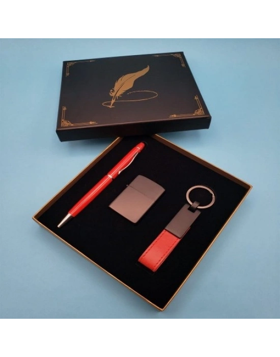 Kırmızı Anahtarlık Çakmak ve Touchpen Kalem