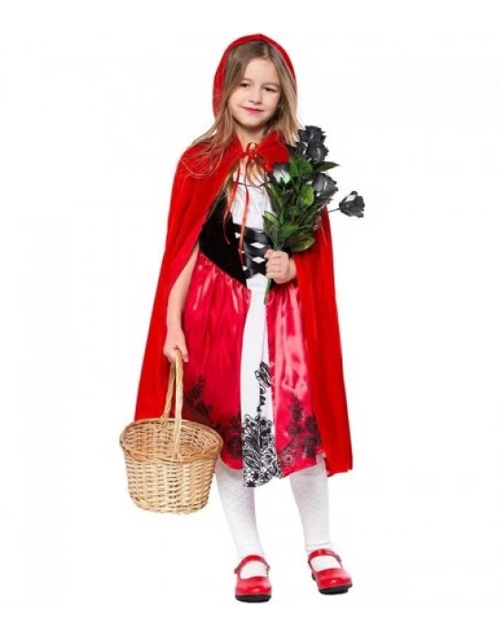 Kırmızı Başlıklı Kız Şapkalı Pelerin 90 cm