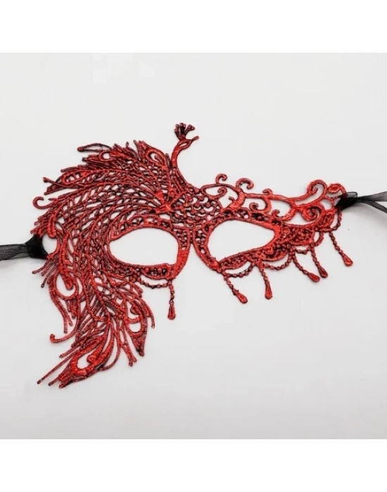 Kırmızı Dantel Masquerade Maskesi 4 No