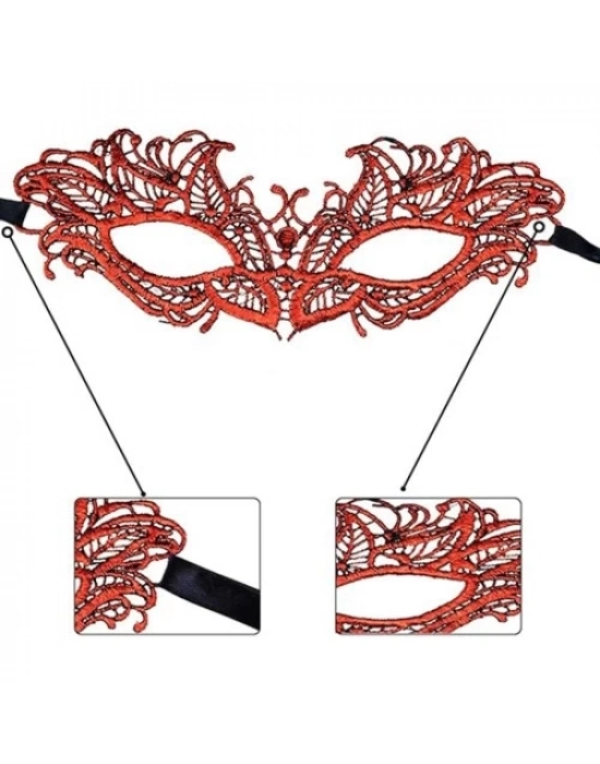 Kırmızı Dantel Masquerade Maskesi 5 No