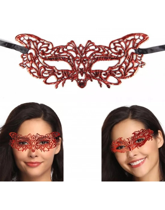 Kırmızı Dantel Masquerade Maskesi 9 No