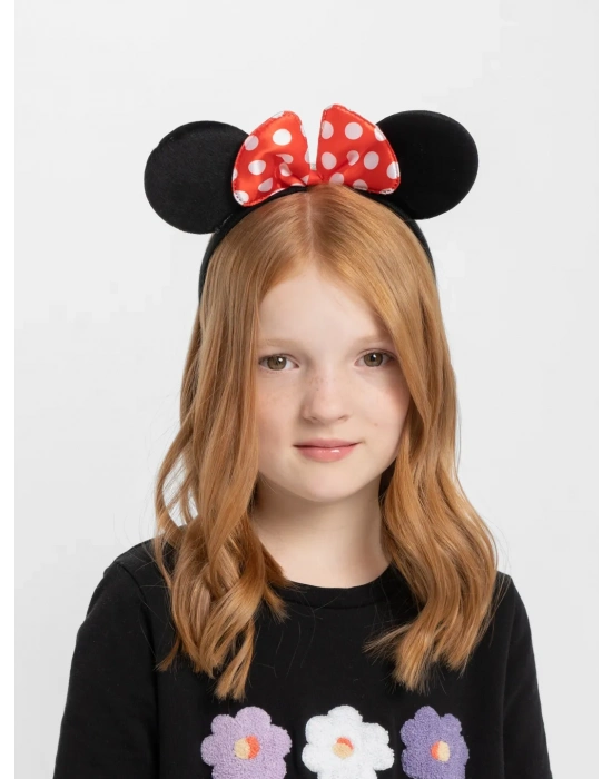 Kırmızı Fiyonklu Minnie Mouse Taç Fare Tacı Kafa Bandı