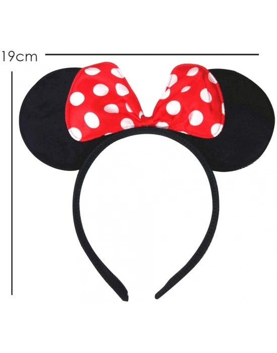 Kırmızı Fiyonklu Minnie Mouse Taç Fare Tacı Kafa Bandı