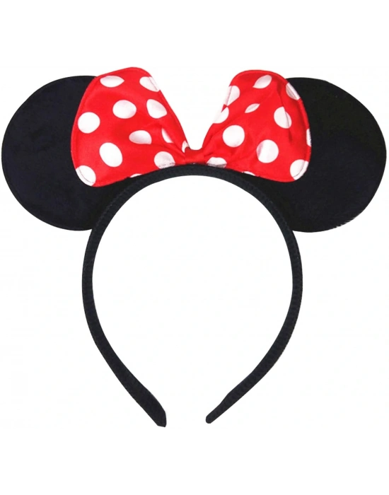 Kırmızı Fiyonklu Minnie Mouse Taç Fare Tacı Kafa Bandı