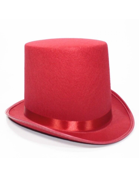 Kırmızı Fötr Şapka Sihirbaz Şapkası