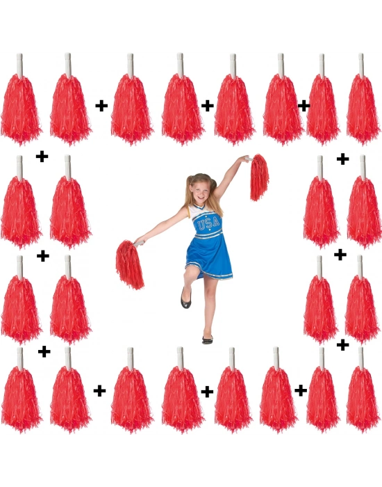 Kırmızı Gösteri Ponponu - 12 Çift