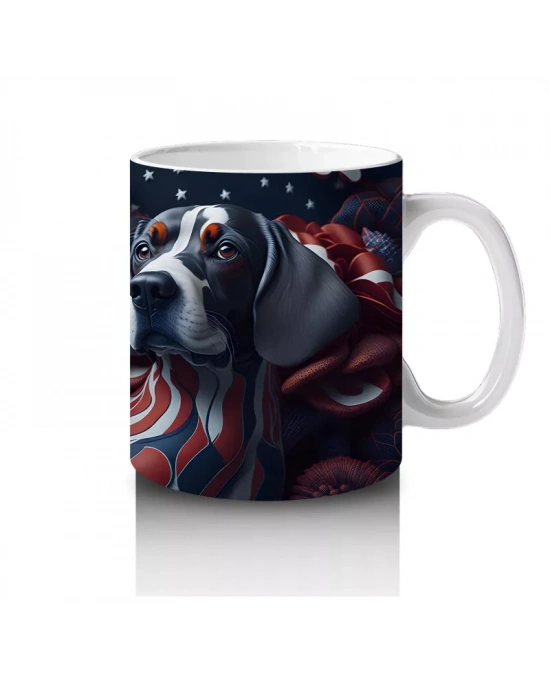 Kırmızı Gotik Kalpli Desenlerle Basset Hound Kupa Bardak