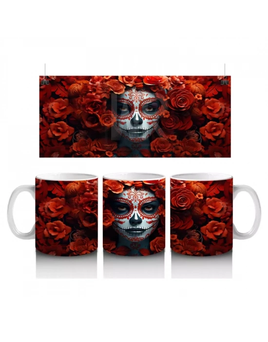 Kırmızı Güllerle Çevrili Solgun Yüz – Hediyelik Kahve Kupası