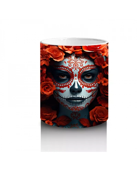 Kırmızı Güllerle Çevrili Solgun Yüz – Hediyelik Kahve Kupası