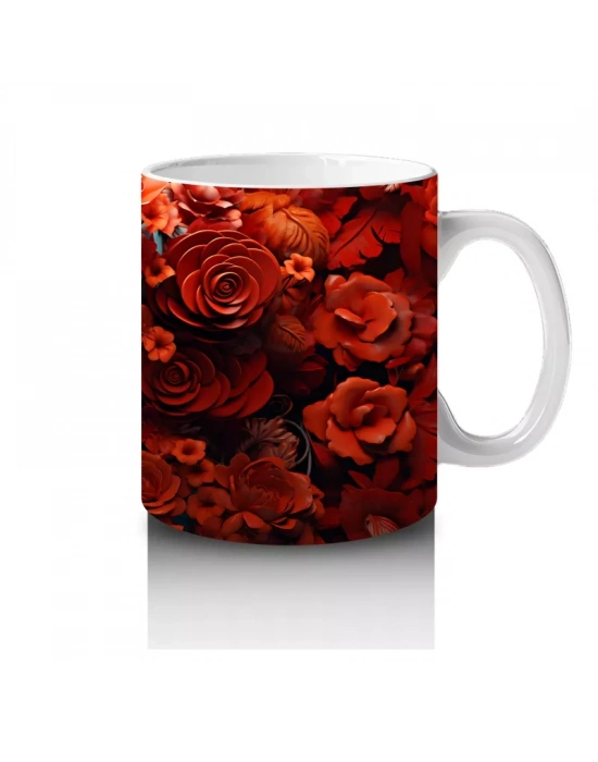 Kırmızı Güllerle Çevrili Solgun Yüz – Hediyelik Kahve Kupası