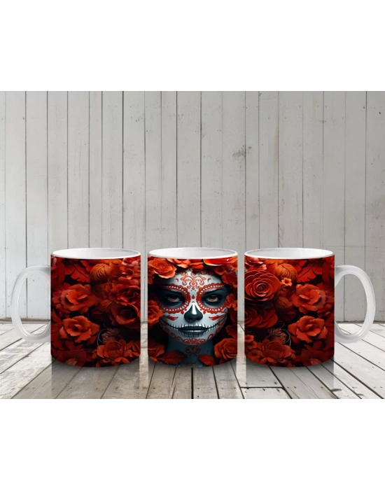 Kırmızı Güllerle Çevrili Solgun Yüz – Hediyelik Kahve Kupası