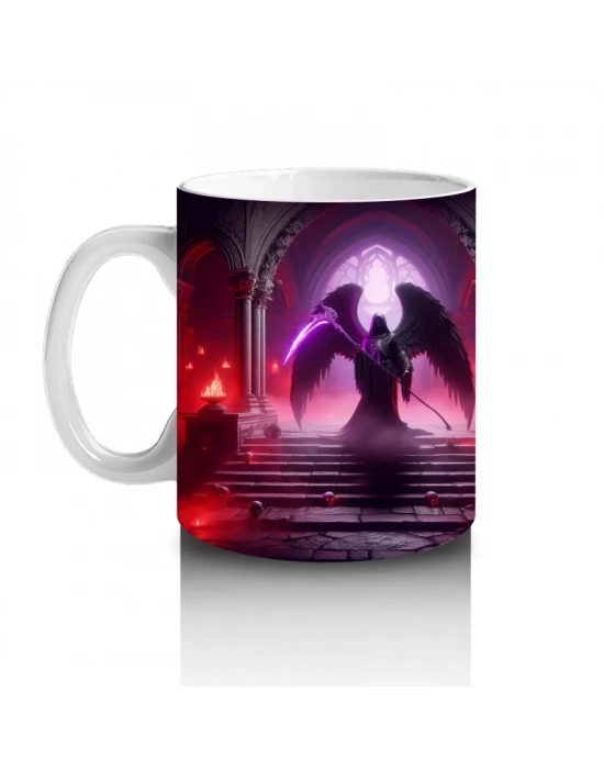 Kırmızı Işıklar Altında Karanlık Vampir Figürlü Cadılar Bayramı Baskılı Kupa Bardak