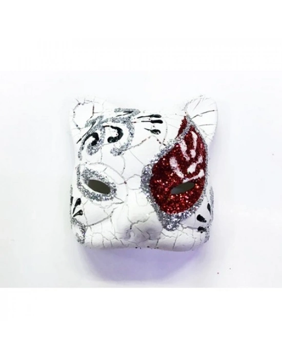 Kırmızı İşlemeli Seramik Venedik Kedi Magnet