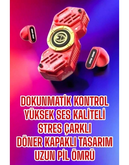 Kırmızı Kablosuz Bluetooth Kulaklık Stres Çarklı  Kulaklığı