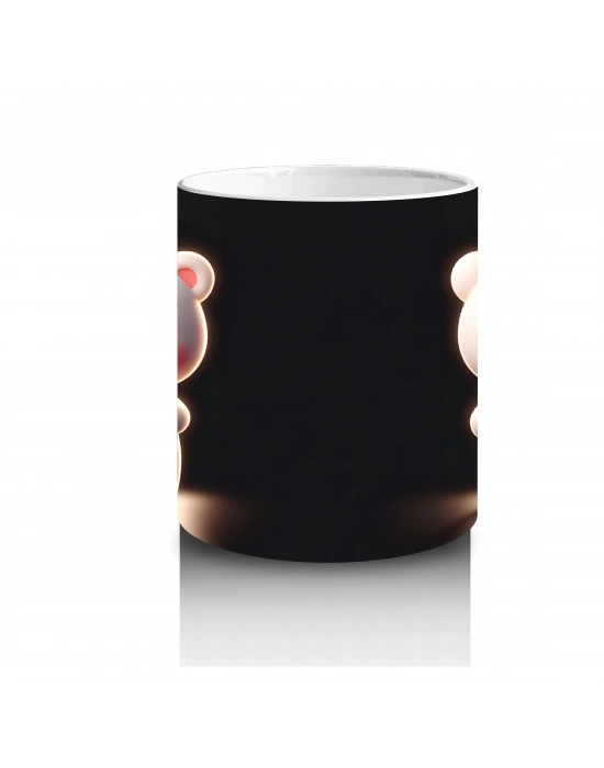 Kırmızı Kalpli Ayıcık ve Arka Yüzü – Baskılı Kahve Kupası