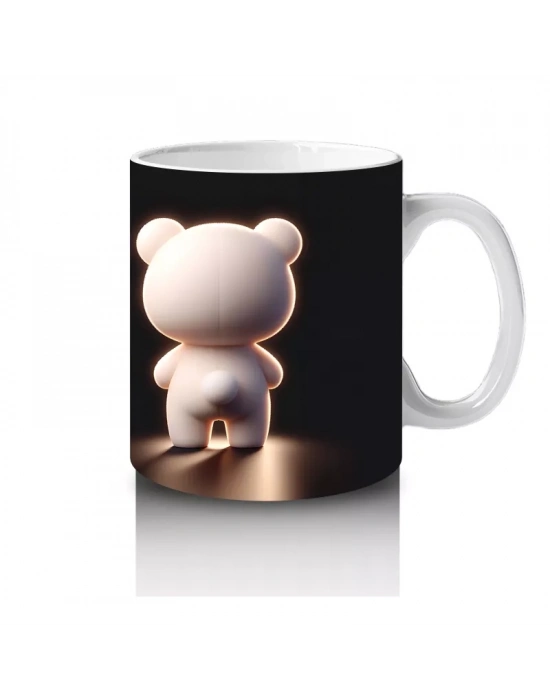 Kırmızı Kalpli Ayıcık ve Arka Yüzü – Baskılı Kahve Kupası