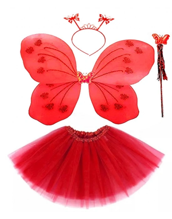 Kırmızı Kelebek Kostümü - Kostüm Aksesuar Seti 4 Parça