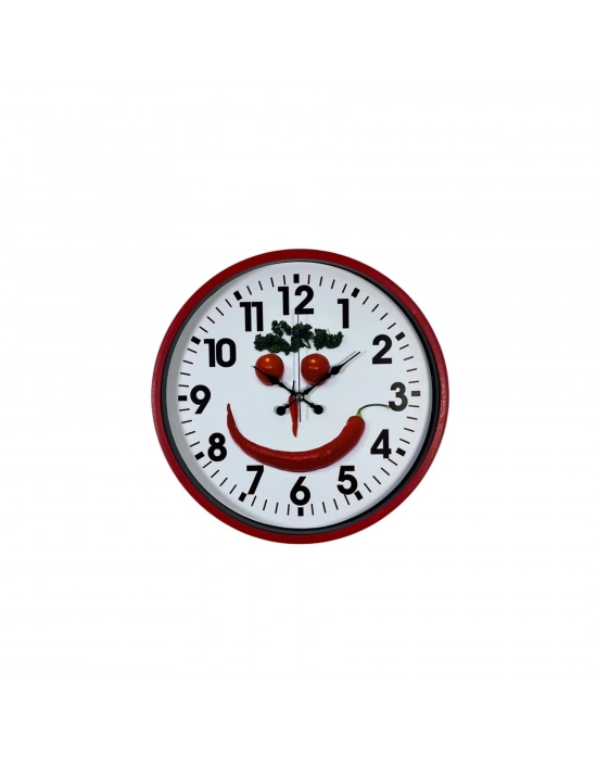 Kırmızı  Kitchen 36 Cm Mutfak Duvar Saati