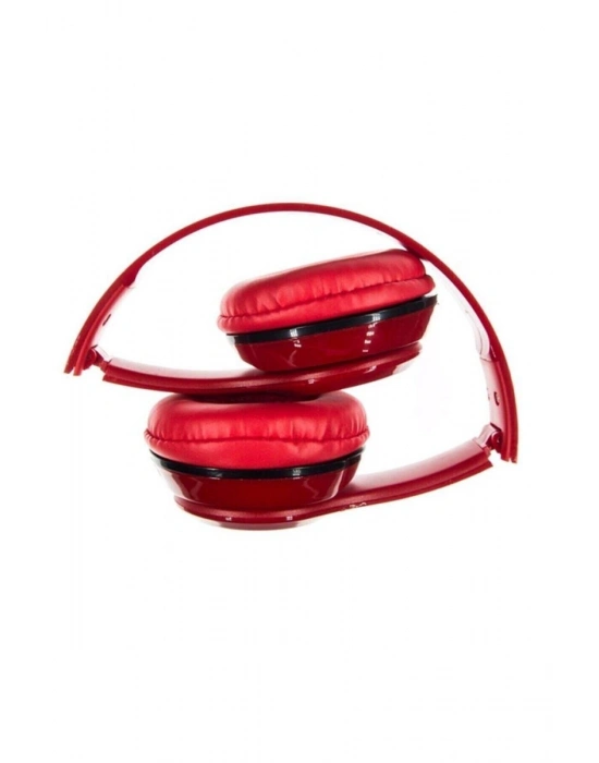 Kırmızı Kulak Üstü Portatif Katlanır Stereo Kulaklık