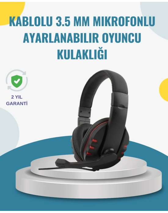 Kırmızı Kulaklık Stereo Mikrofonlu Dayanıklı Örgü Kablolu