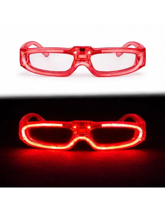 Kırmızı Led Işıklı Parti Gözlüğü 3 Modlu – Glow & Gece Eğlence Gözlüğü