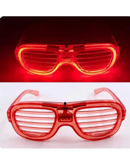 Kırmızı Led Işıklı Parti Gözlüğü - Neon 3 Modlu