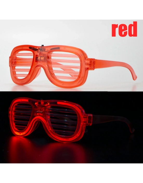 Kırmızı Led Işıklı Parti Gözlüğü - Neon Glow Şerit Gözlük 3 Modlu