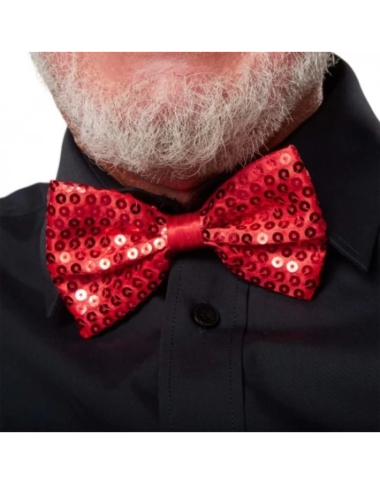 Kırmızı Payetli Pullu Papyon