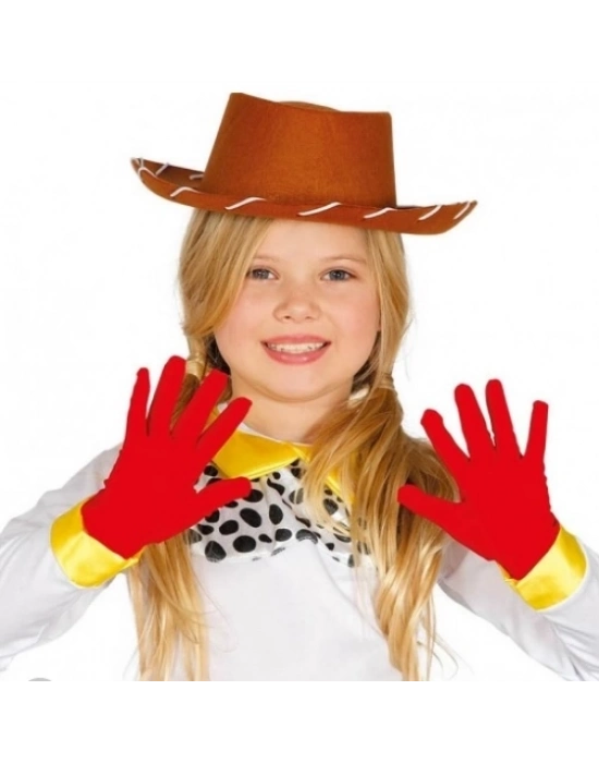 Kırmızı Renk Çocuk Boy Likralı Pandomim Eldiveni