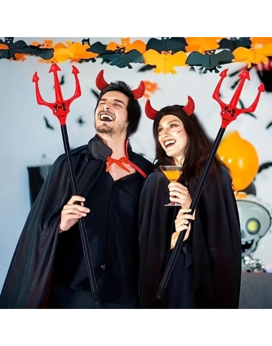 Kırmızı Renk Halloween Cadılar Bayramı Çatal 107 Cm
