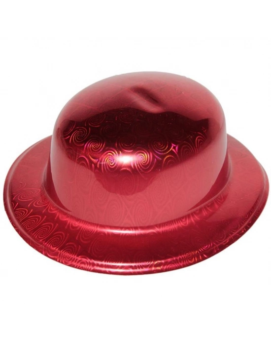 Kırmızı Renk Hologramlı Plastik Yuvarlak Melon 27x24 cm
