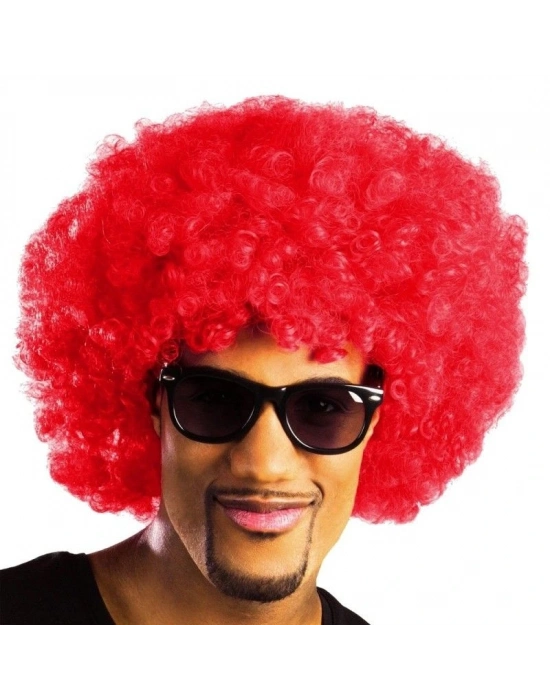 Kırmızı Renk Kıvırcık Afro Bonus Peruk
