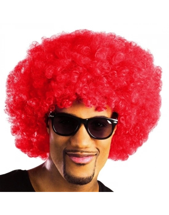 Kırmızı Renk Kıvırcık Afro Bonus Peruk