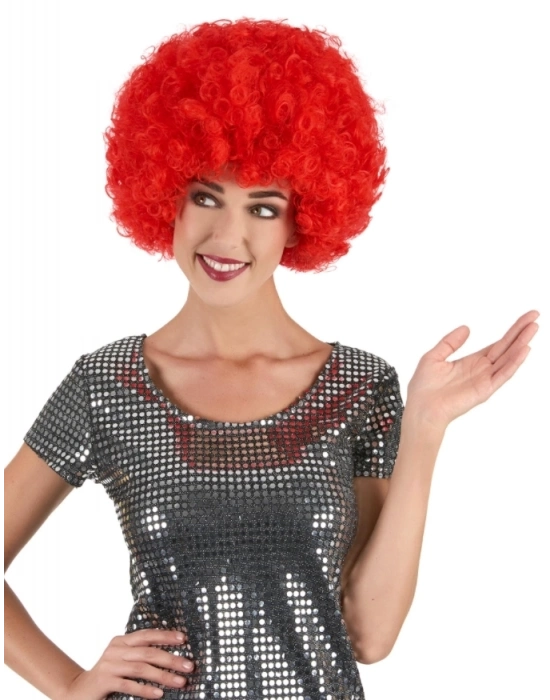 Kırmızı Renk Kıvırcık Afro Bonus Peruk